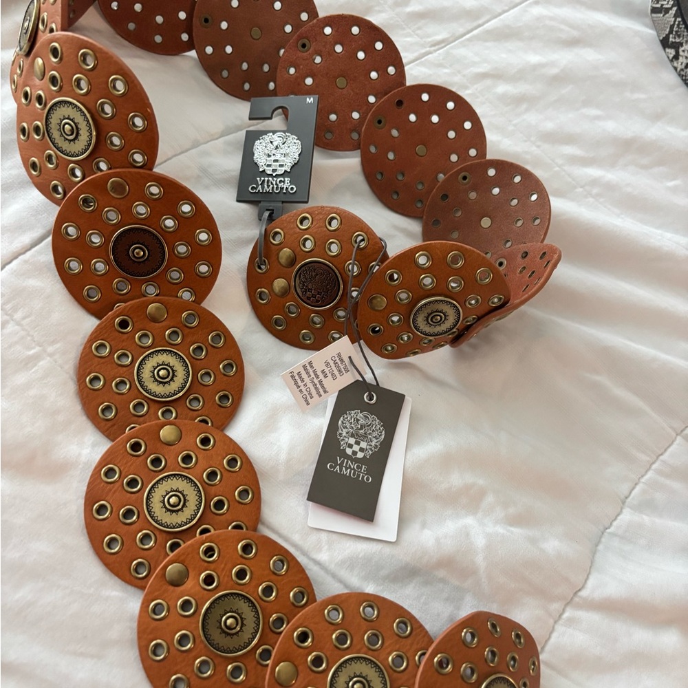 Vince Brown Studded Circle Belt